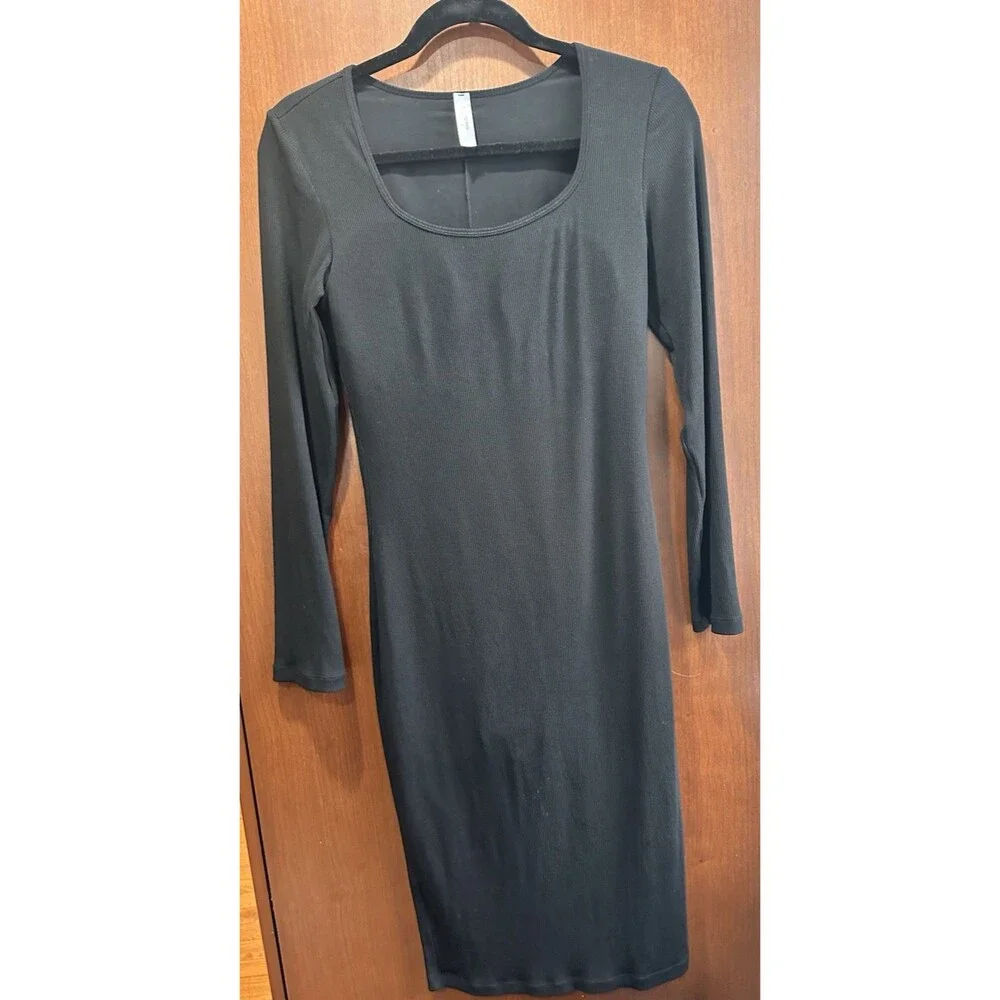 Popilush Women Long Sleeve Midi Bodycon Shapewear Dress Square Neck Modal Sz XL - Picture 8 of 11